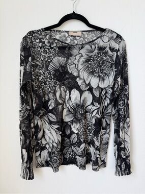 Fuzzi JPG Black & White Floral Long-Sleeve Tee